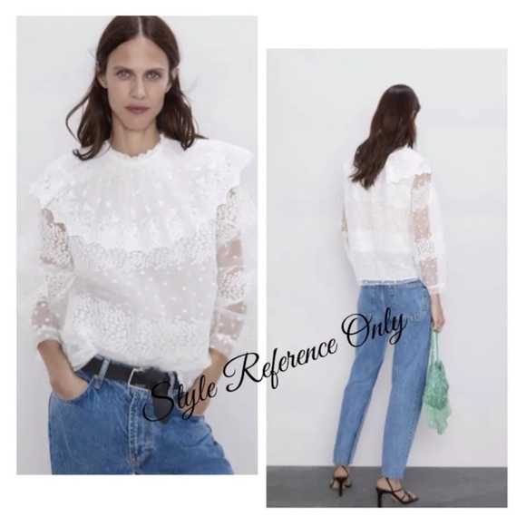 🦋 Bloggers Favorite 🦋 NWT Zara Women Ruffled Blouse Ecru - Picture 16 of 16